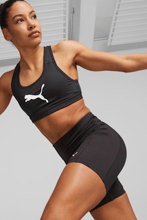 Soutien-gorge d’entraînement pour femme intensité moyenne 4Keeps, Puma Black-white BIG CAT, extralarge