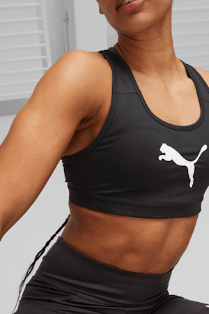 Soutien-gorge d’entraînement pour femme intensité moyenne 4Keeps, Puma Black-white BIG CAT, extralarge
