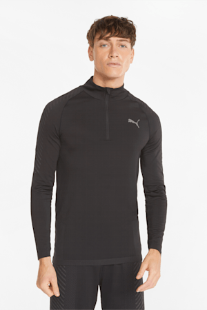 Puma Training Formknit seamless half zip top in khaki