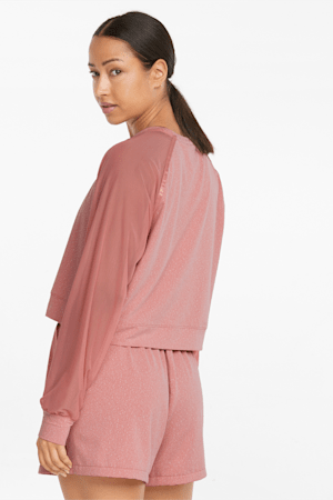 Crystalline Knitted Mesh Long Sleeve Women's Training Tee, Rosette, extralarge