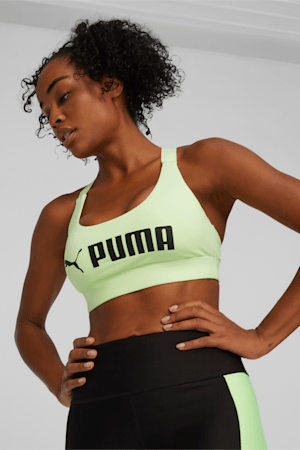 PUMA Fit Mid Impact Training Bra, Speed Green-PUMA Black, extralarge-GBR
