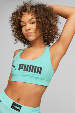 PUMA Fit Mid Impact Training Bra, Electric Peppermint, extralarge-GBR