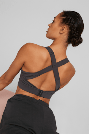 Yogini Mid Impact Crossover Women's Training Bra, PUMA Black, extralarge