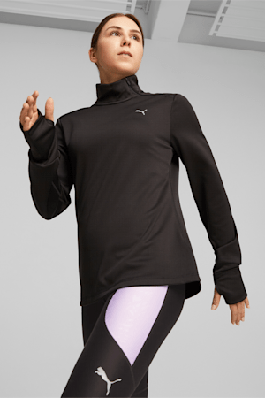 Micro Fleece Women's Running Pullover, PUMA Black, extralarge-GBR