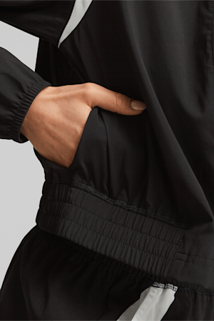 PUMA Fit Women's Woven Fashion Jacket, PUMA Black-PUMA White, extralarge