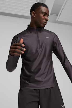 M RUN Men's Running Quarter-zip, Flat Dark Gray, extralarge