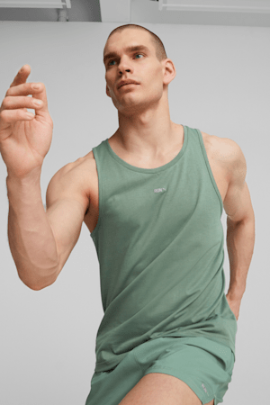 M RUN Men's Running Tank Top, Eucalyptus, extralarge