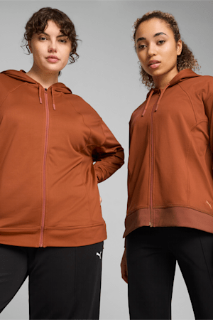 WOMEN'S CLOUDSPUN FULL-ZIP TRAINING HOODIE, Teak, extralarge-GBR