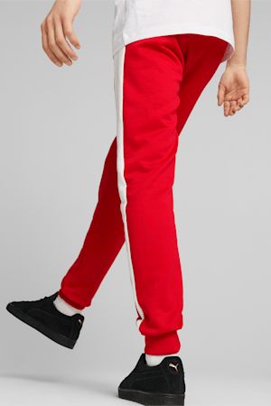 PUMA Jogger Pants Size XL 2XL Mens Maroon Red Black White Logo Tapered  Fleece 