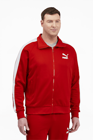 Iconic T7 Men's Track Jacket Big And Tall, High Risk Red-Puma White, extralarge