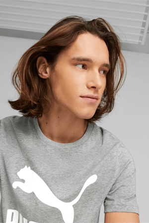 Classics Logo Men's Tee, Medium Gray Heather-Puma White, extralarge