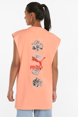 Hidden Flower Oversized Women's Tank Top, Peach Pink, extralarge