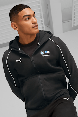 BMW M Motorsport Men's Hooded Sweat Jacket, PUMA Black, extralarge