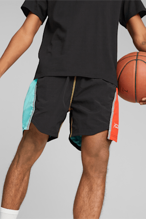Blocked Shot Basketball Shorts Men, PUMA Black-colorblock, extralarge-GBR