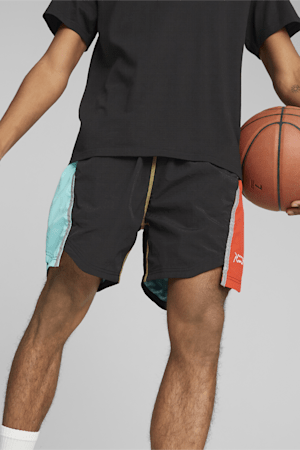 Short de basket Blocked Shot Homme, PUMA Black-colorblock, extralarge