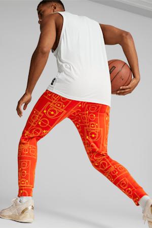 MVP Dime Men's Basketball Pants, Warm Earth-Fresh Pear-AOP, extralarge