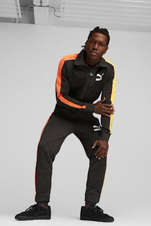 T7 ICONIC Track Jacket Men, PUMA Black-Hot Heat, extralarge