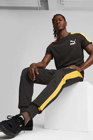 T7 Iconic Track Pants Men, PUMA Black-Hot Heat, extralarge