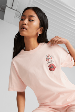 PUMA x LIBERTY Women's Graphic Tee, Rose Dust, extralarge