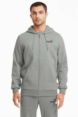 Essentials Full-Zip Logo Men's Hoodie, Medium Gray Heather, extralarge-GBR