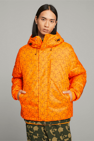 PUMA x PLEASURES Men's Puffer Jacket, Orange Glo, extralarge-GBR