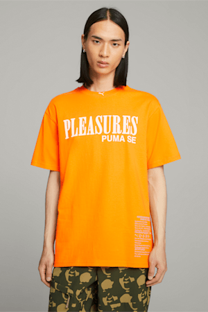 PUMA x PLEASURES Men's Tee, Orange Glo, extralarge-GBR