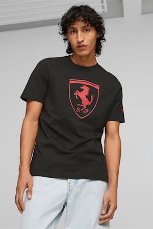 Scuderia Ferrari Race Big Shield Men's Motorsport Tee, PUMA Black, extralarge