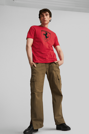 Scuderia Ferrari Race Big Shield Men's Motorsport Tee, Rosso Corsa, extralarge