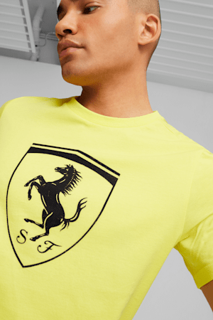 Scuderia Ferrari Race Big Shield Men's Motorsport Tee, Speed Yellow, extralarge