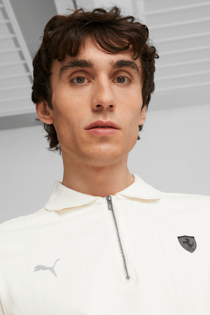 Scuderia Ferrari Style Men's Jacquard Polo, Warm White, extralarge