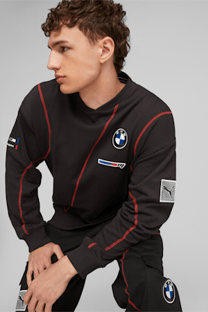 BMW M Motorsport Garage Crew Men's Sweatshirt, PUMA Black, extralarge-GBR