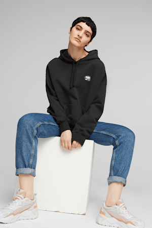 DOWNTOWN Women's Oversized Graphic Hoodie, PUMA Black, extralarge