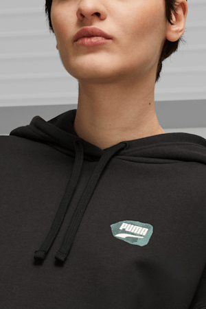 Chandail à capuchon graphique surdimensionné DOWNTOWN Femme, PUMA Black, extralarge