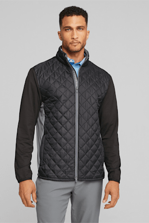 Men's Golf Frost Quilted Jacket, PUMA Black-Slate Gray, extralarge-GBR