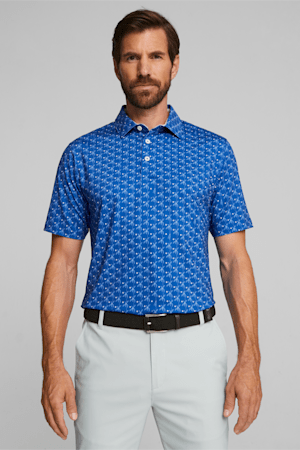MATTR Palms Men's Golf Polo, Festive Blue-White Glow, extralarge-GBR