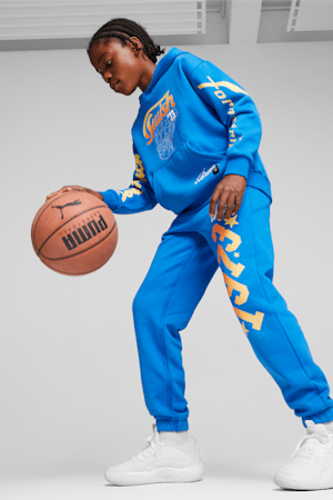 Pantalon en molleton de basketball Swish Jeune, Racing Blue, extralarge