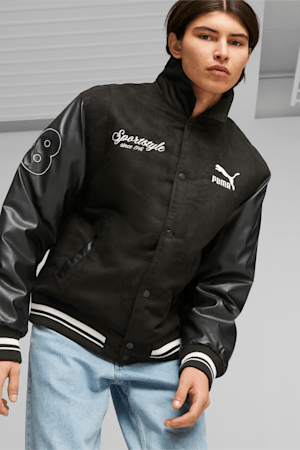 PUMA TEAM Men's Varsity Jacket, PUMA Black, extralarge-GBR