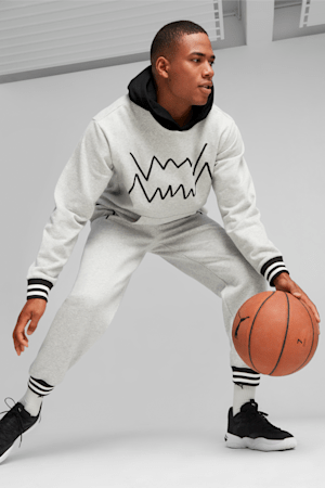 Franchise Core Men's Basketball Hoodie, Light Gray Heather-PUMA Black, extralarge-GBR