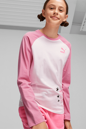 PUMA x SPONGEBOB SQUAREPANTS Big Kids' Long Sleeve Tee, Frosty Pink, extralarge