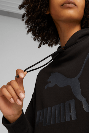 Classics Women's Logo Hoodie, PUMA Black-Shimmer, extralarge