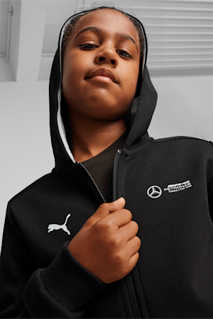 Mercedes-AMG Petronas Motorsport Youth Hooded Jacket, PUMA Black, extralarge-GBR