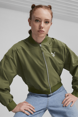 Classics Shiny Women's Bomber Jacket, Olive Green, extralarge