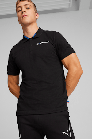 BMW M Motorsport Men's Jacquard Polo, PUMA Black, extralarge