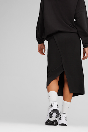 CLASSICS Women's Ribbed Midi Skirt, PUMA Black, extralarge