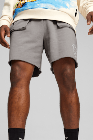 SHOWTIME PUMA HOOPS Men's Basketball Terry Shorts, Stormy Slate, extralarge