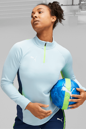 individualBLAZE Women's Quarter-Zip Football Top, Silver Sky-Persian Blue, extralarge-GBR