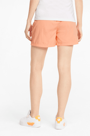 Hidden Flower High Waist Women's Shorts, Peach Pink, extralarge