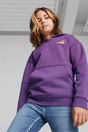 PUMA POWER Colourblock Youth Hoodie, Purple Pop, extralarge-GBR