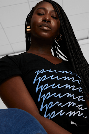 Ombre Script Women's Tee , PUMA Black, extralarge