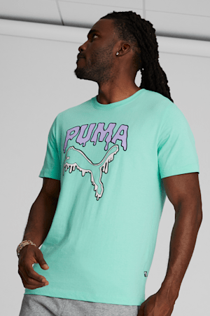 PUMA Melted Cat Men's Tee, Mint, extralarge